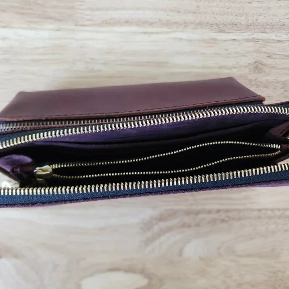 EUC Portland Leather Goods PLG Large Premium Accordion Zip Wallet in Merlot - Picture 3 of 3